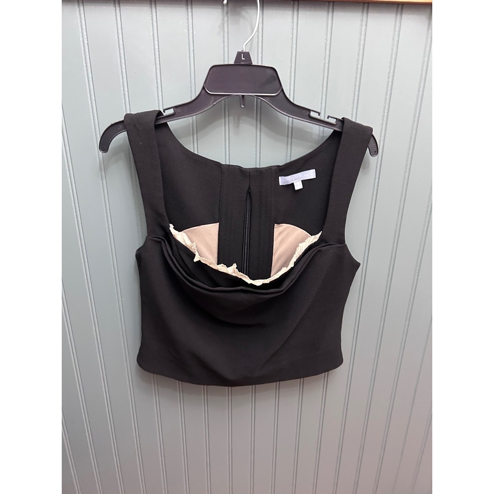 Antonio Melani Black Square Neck Corset Style Cropped Top Size 10